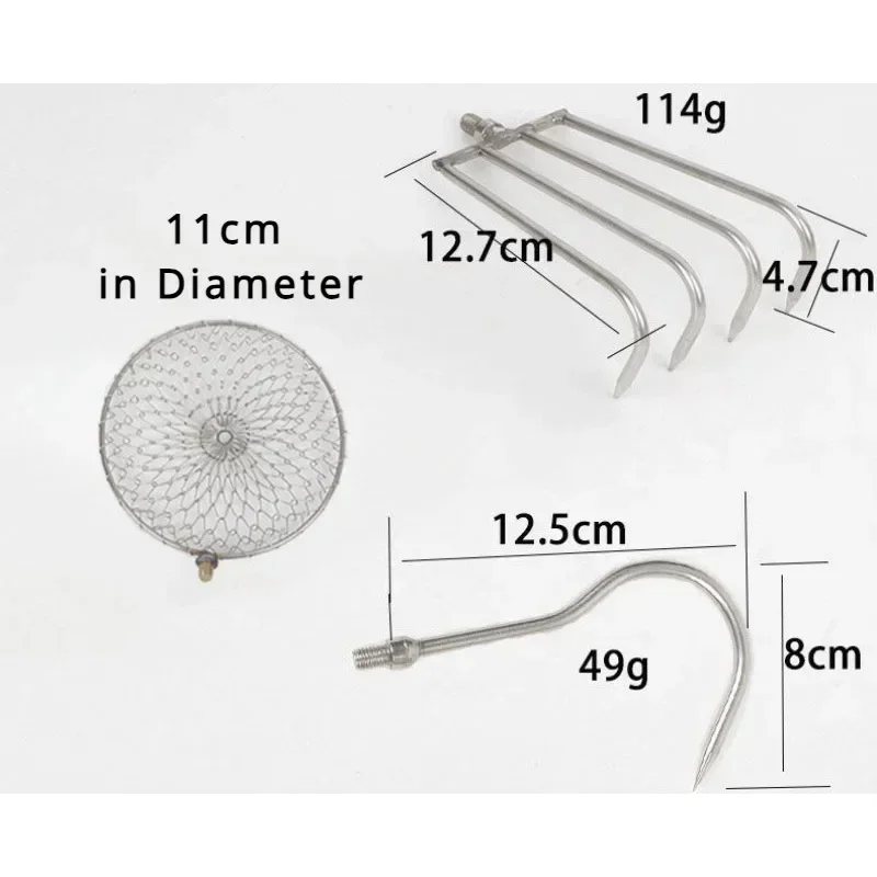 Ice Pick Pick - ステンレス鋼伸縮ロッド格納式ハロースペードフックアイススクープビーチシェルレーキ砂釣り道具ストレーナーマルチツール