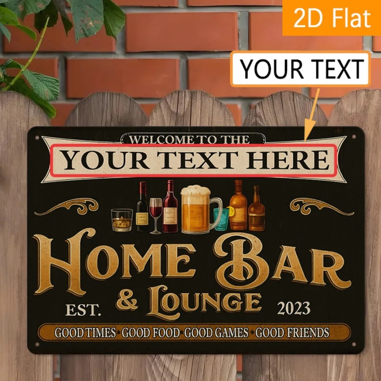 Home Bar Lounge - カスタムテキスト ヴィンテージ ホームバー＆ラウンジ メタルサイン パーソナライズされた壁飾り飾り板