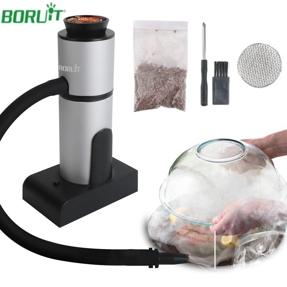 Smoking Gun Kit - BORUiT ポータブル分子料理喫煙ガンスモークインフューザー食品冷煙発生器肉燃焼スモークハウス調理バーベキューグリル用