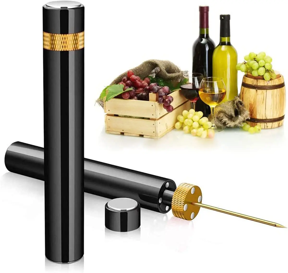 Wine Preservation Pump - エアポンプ式ワインボトルオープナー 赤ワインコルクスクリュー ワインオープナー ワインツール キッチン用品 高性能コルクリムーバー