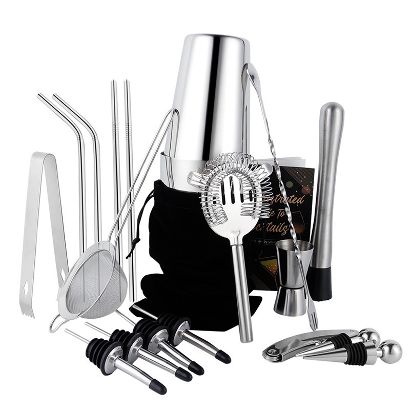 Boston Shaker Set - 14/20/23/25個入り、金属製ボストンカクテルシェイカーセット。卸売価格。ステンレス製。バーテンダーキット。カーパーティー用のバーアクセサリー。