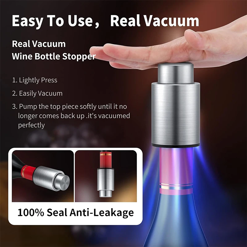 2-in-1真空ワインストッパー。ステンレス製で繰り返し使用 - Wine Preservation Pump のレビューと価格