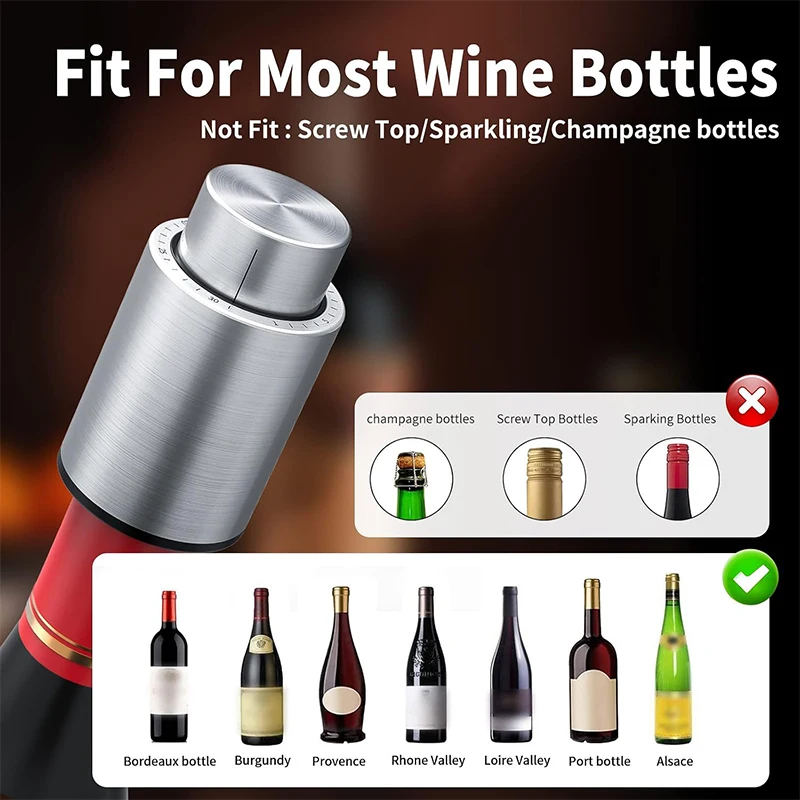 2-in-1真空ワインストッパー。ステンレス製で繰り返し使用 - Wine Preservation Pump のレビューと価格