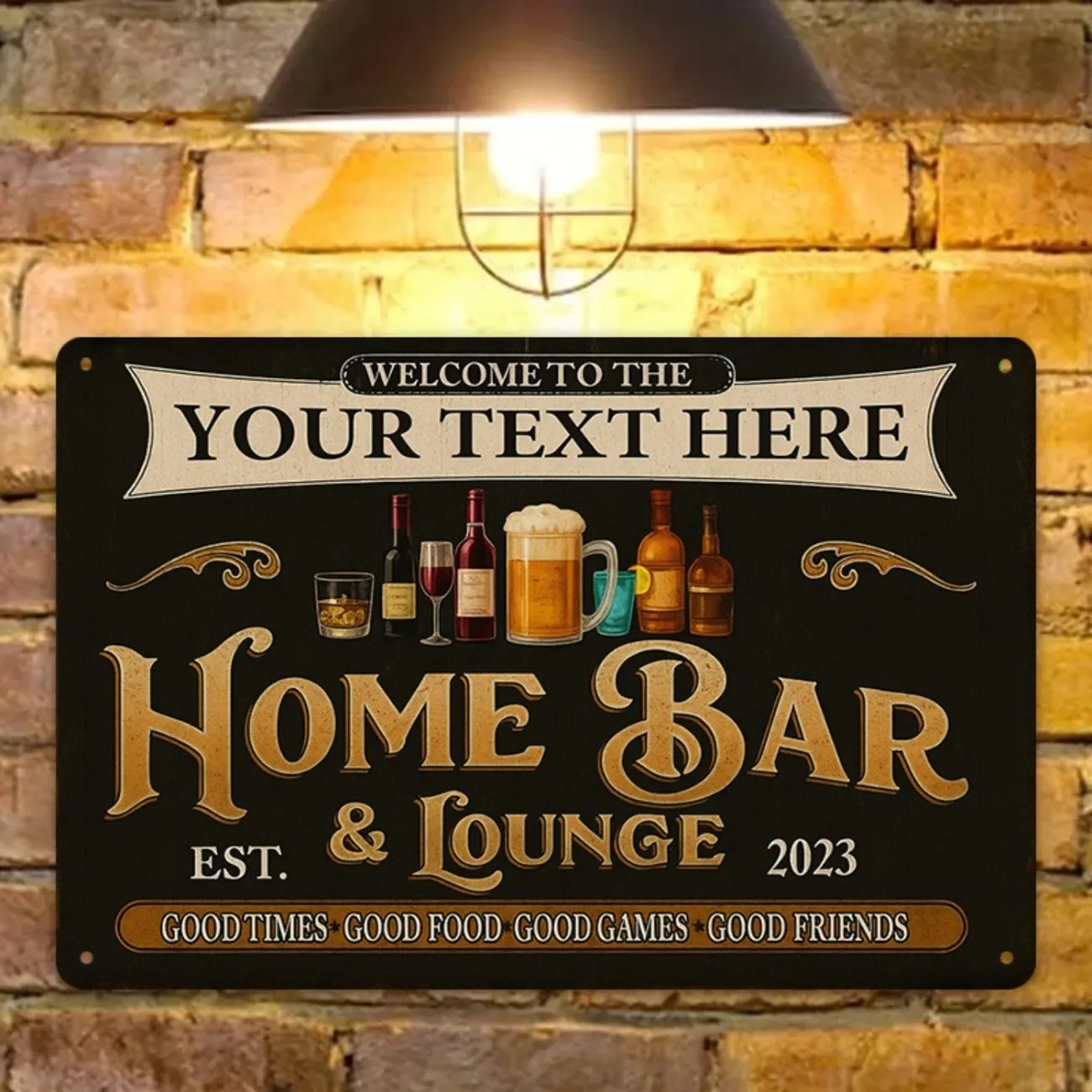 カスタムテキスト ヴィンテージ ホームバー＆ラウンジ メタル - Home Bar Lounge のレビューと価格