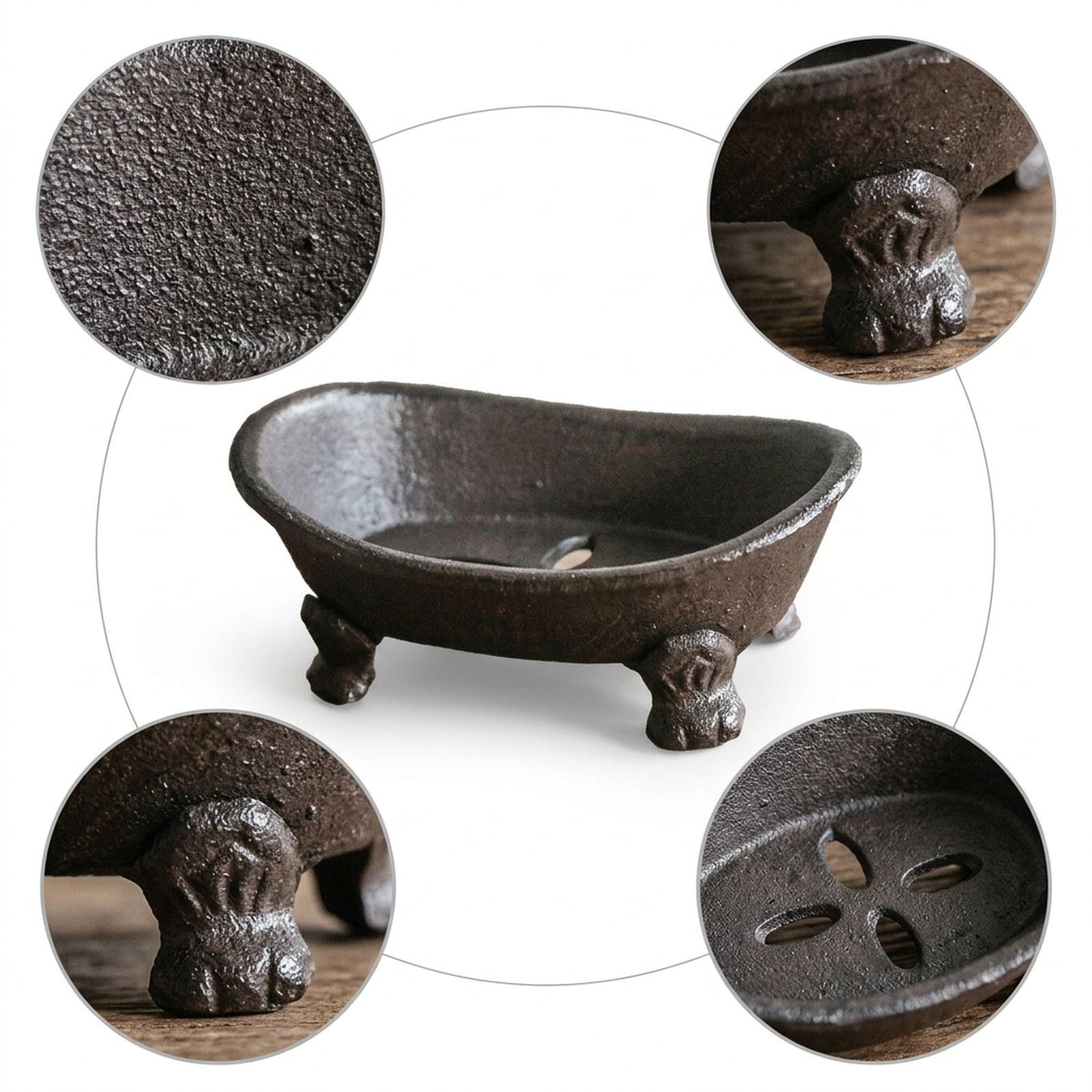 鋳鉄製ソープディッシュホルダー、頑丈な素朴な手作りソープトレ - Home Bar Sink のレビューと価格